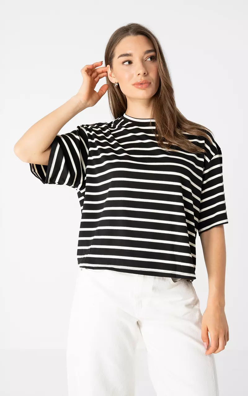 Boxy Shirt Schwarz Weiß