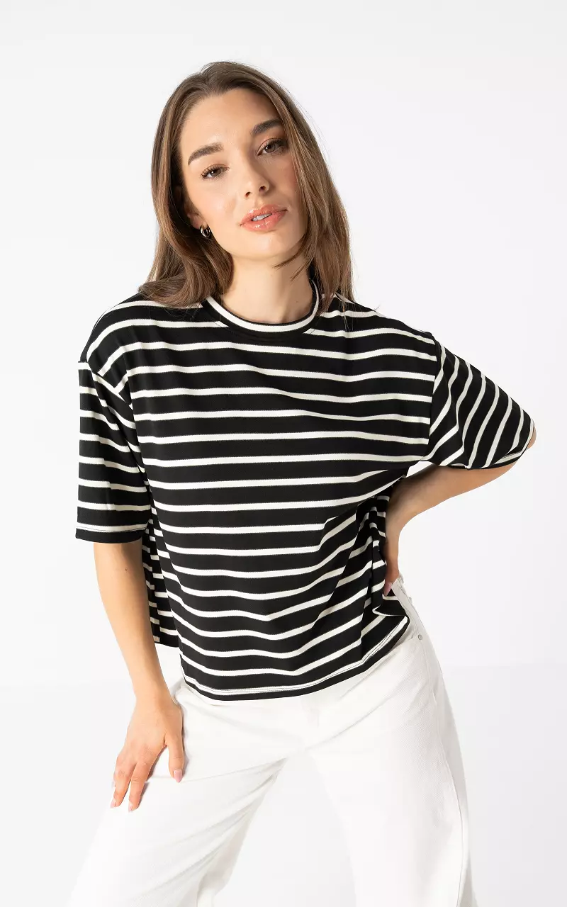 Boxy Shirt Schwarz Weiß