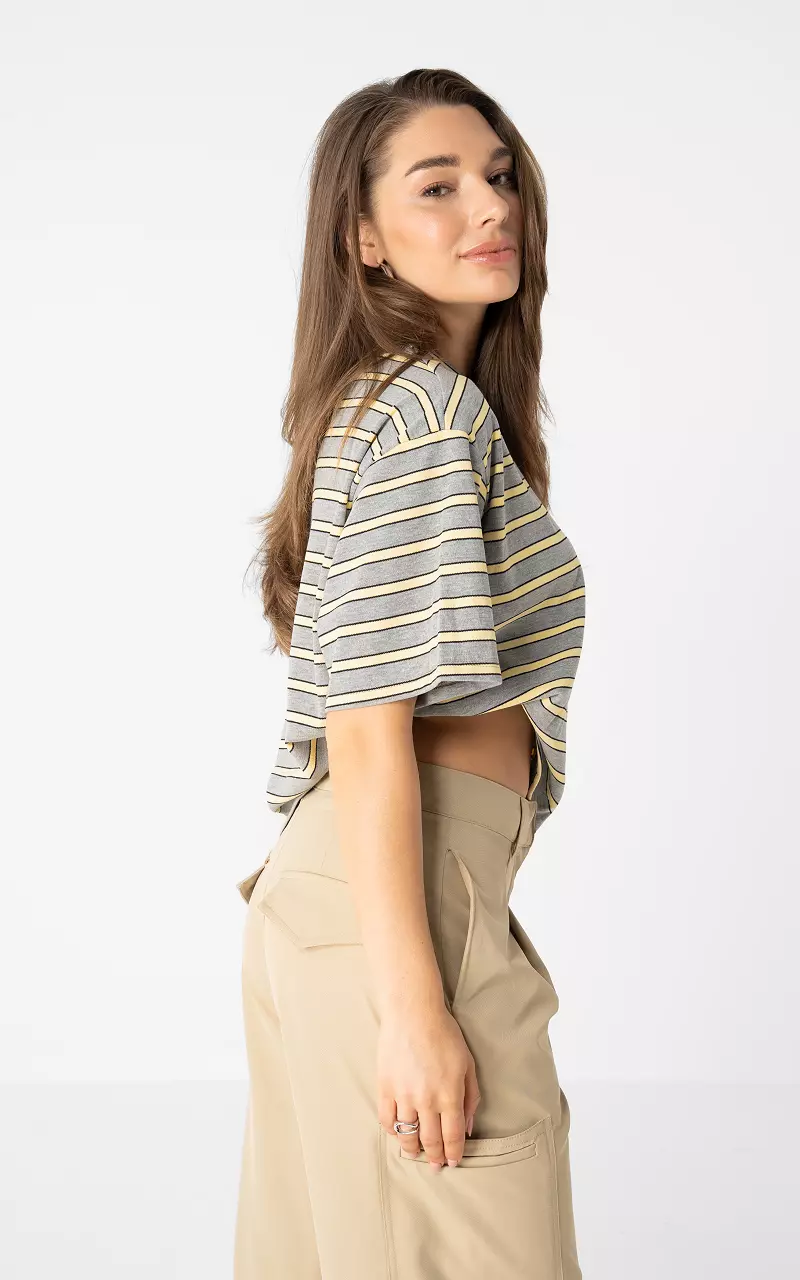 Boxy Shirt Grau Hellgelb