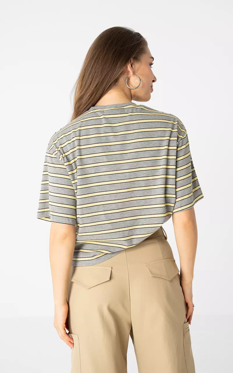 Boxy Shirt Grau Hellgelb
