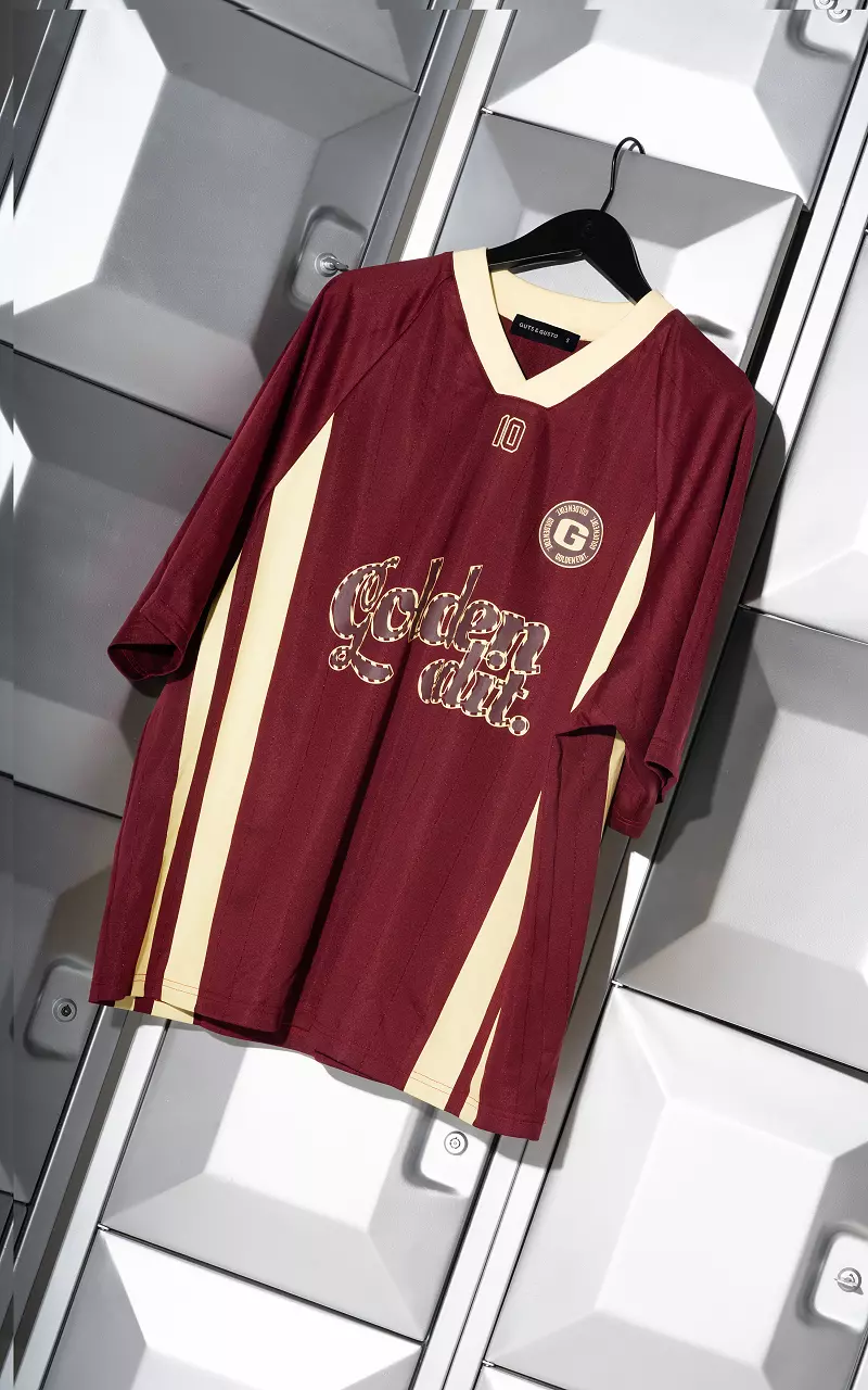 Voetbal tee Bordeaux Lichtgeel