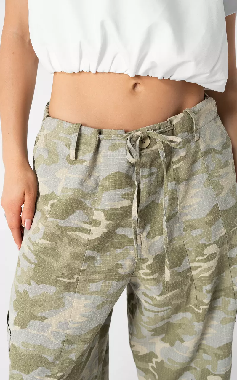 Camouflage-Cargohose mit elastischem Bund Grün Grau