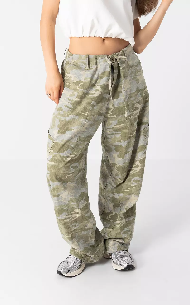 Camouflage-Cargohose mit elastischem Bund Grün Grau