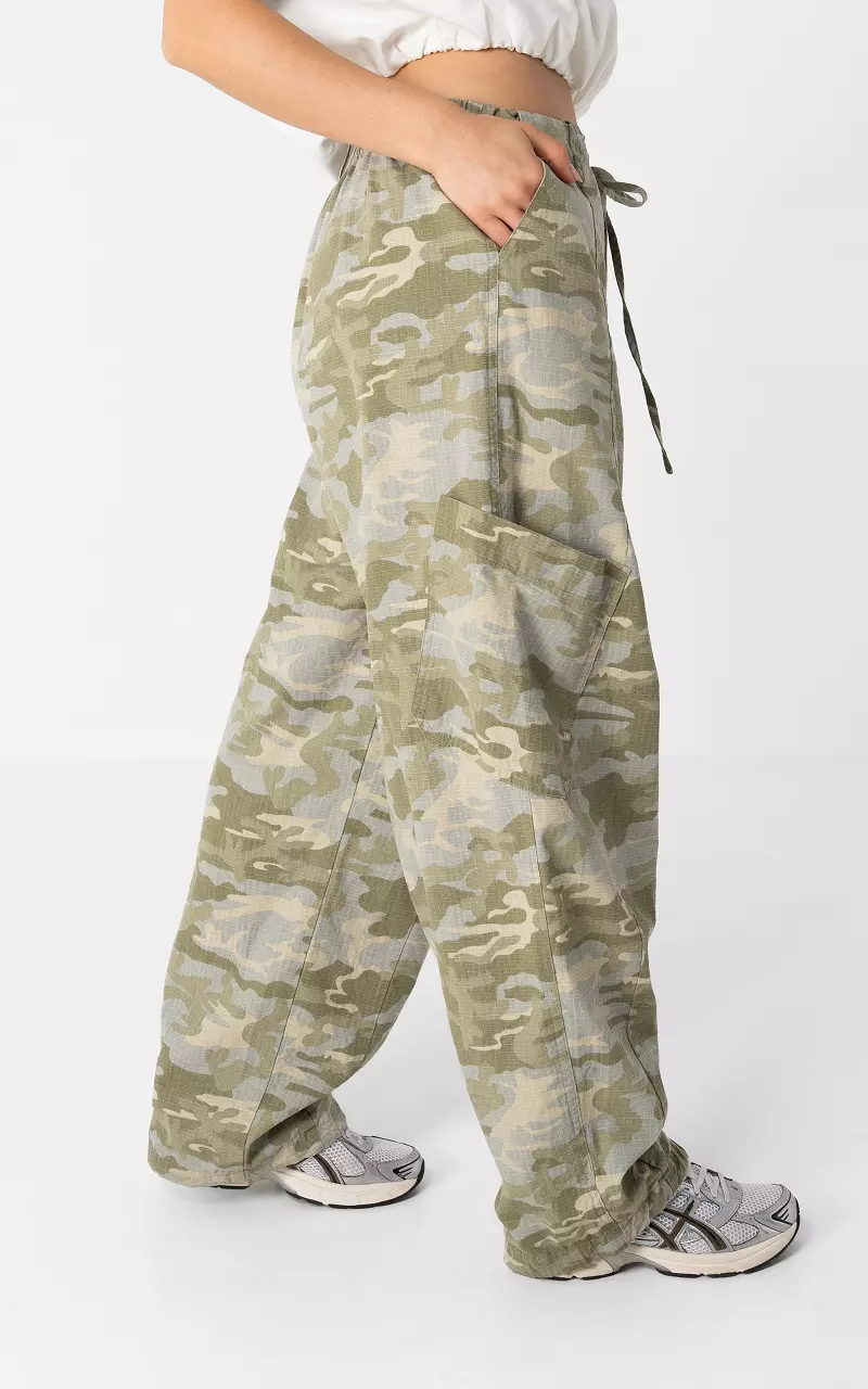 Camouflage-Cargohose mit elastischem Bund Grün Grau
