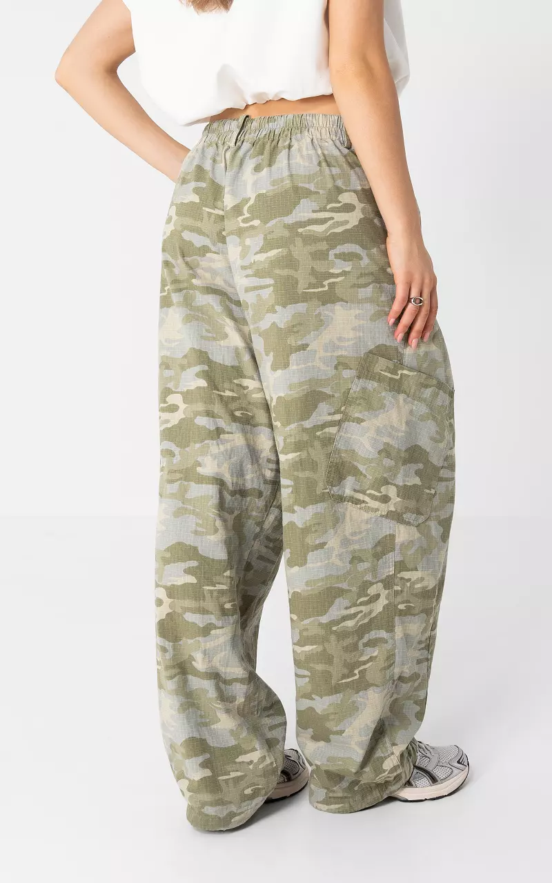 Camouflage-Cargohose mit elastischem Bund Grün Grau