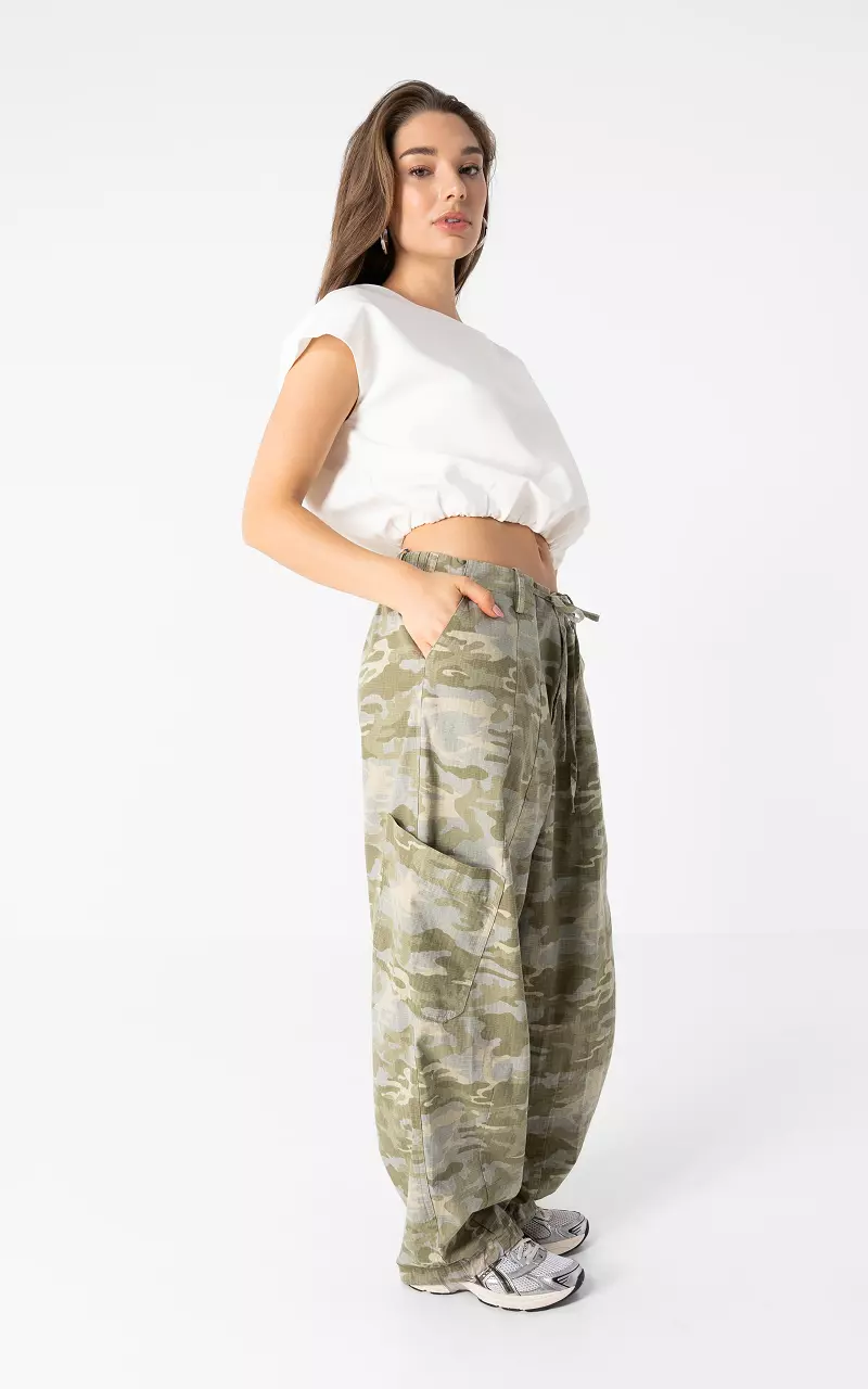 Camouflage-Cargohose mit elastischem Bund Grün Grau