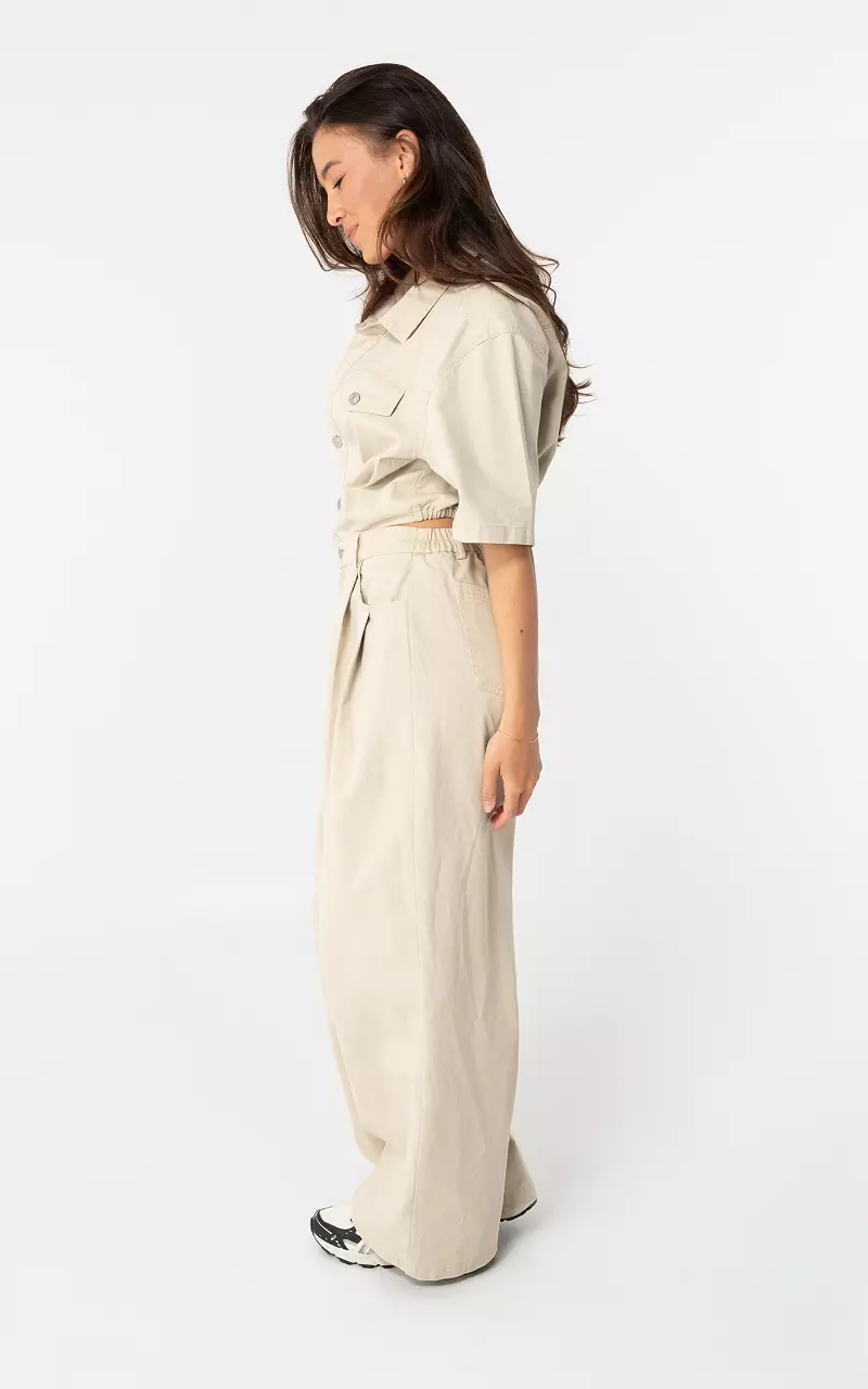 Jumpsuit korte mouw Beige
