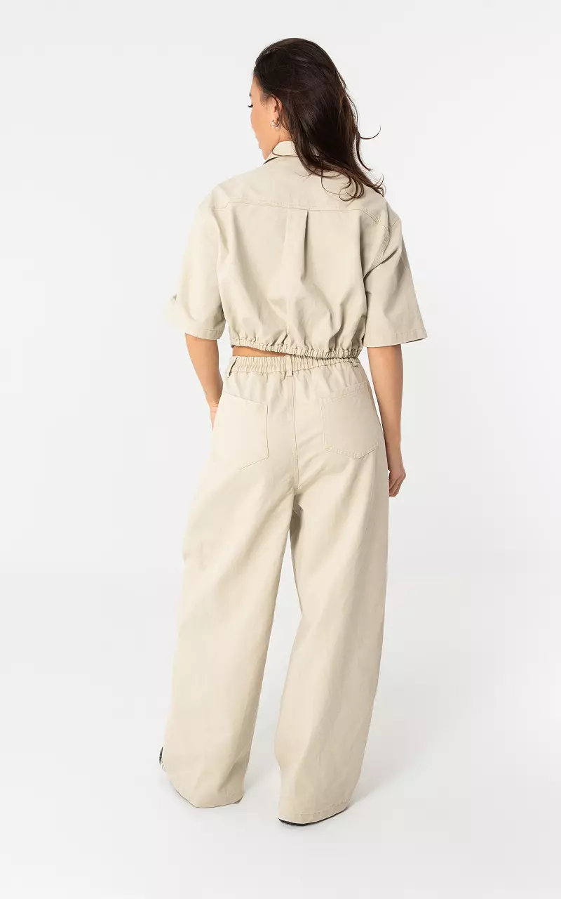 Jumpsuit korte mouw Beige