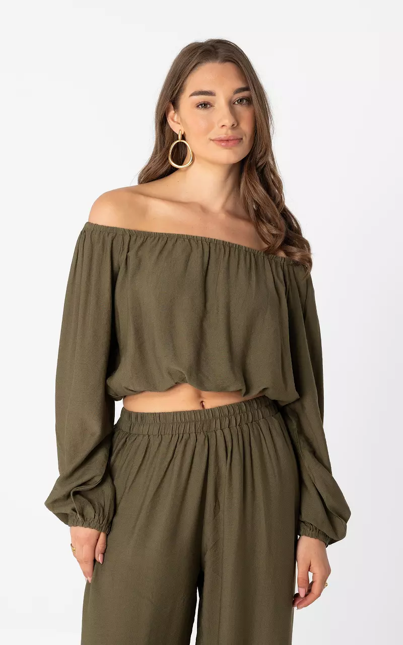 Off-Shoulder Top Kaki
