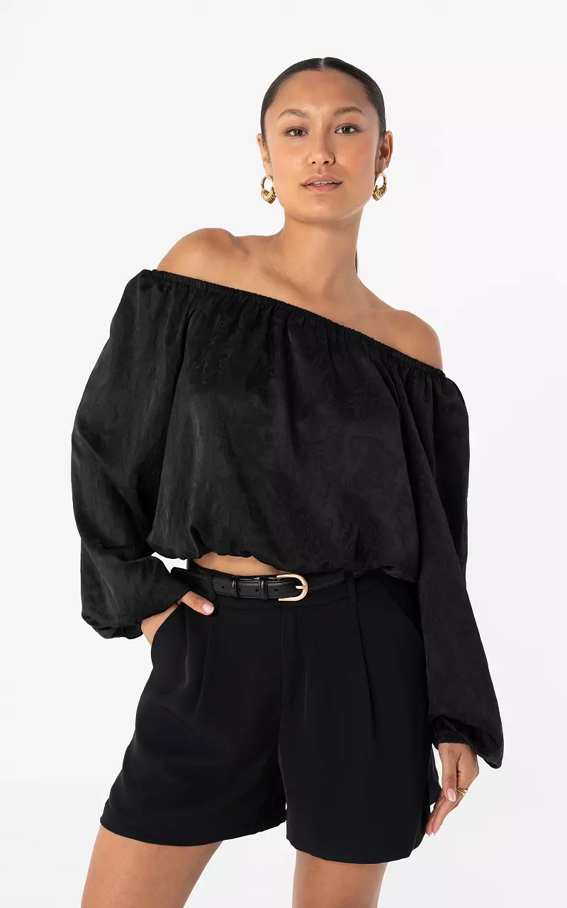 Off shoulder top Zwart