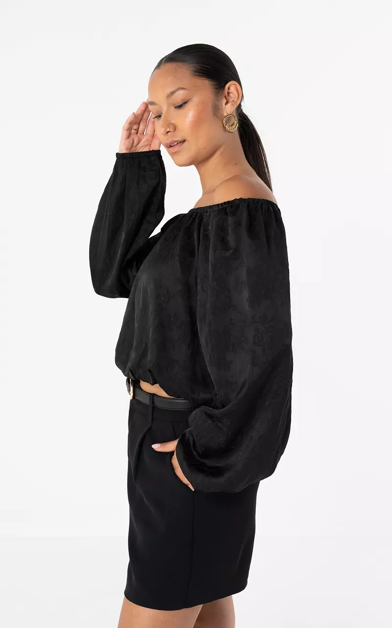 Off shoulder top Zwart