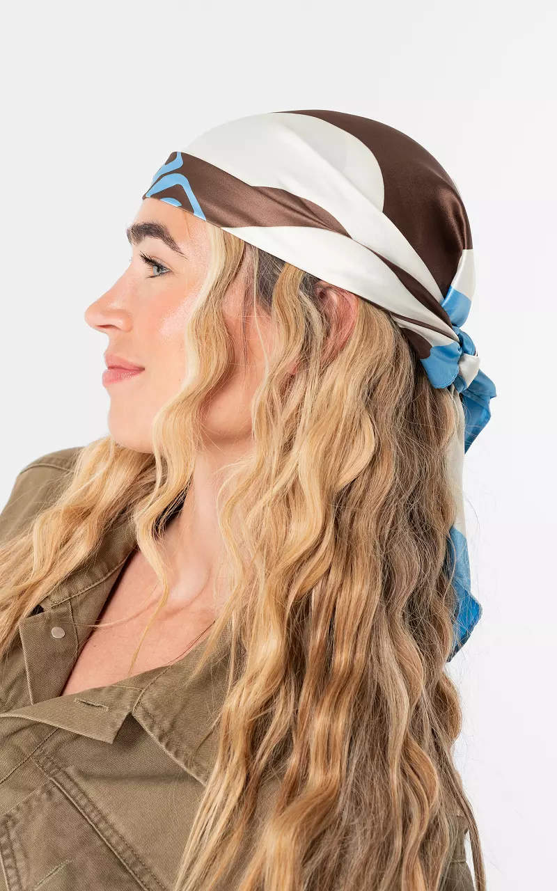 Vierkant shawltje Donkerbruin Blauw