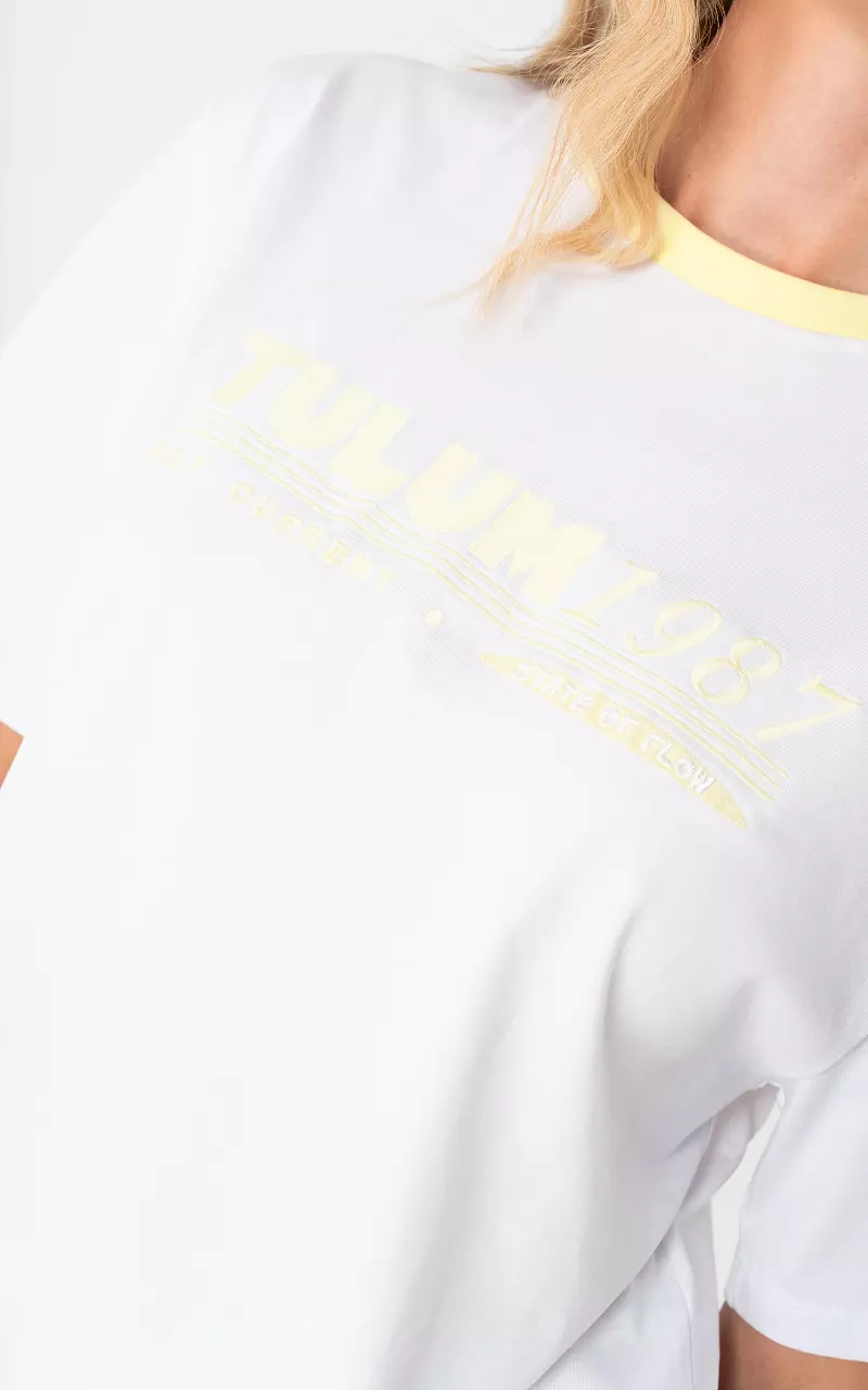 Tulum t-shirt Wit Lichtgeel