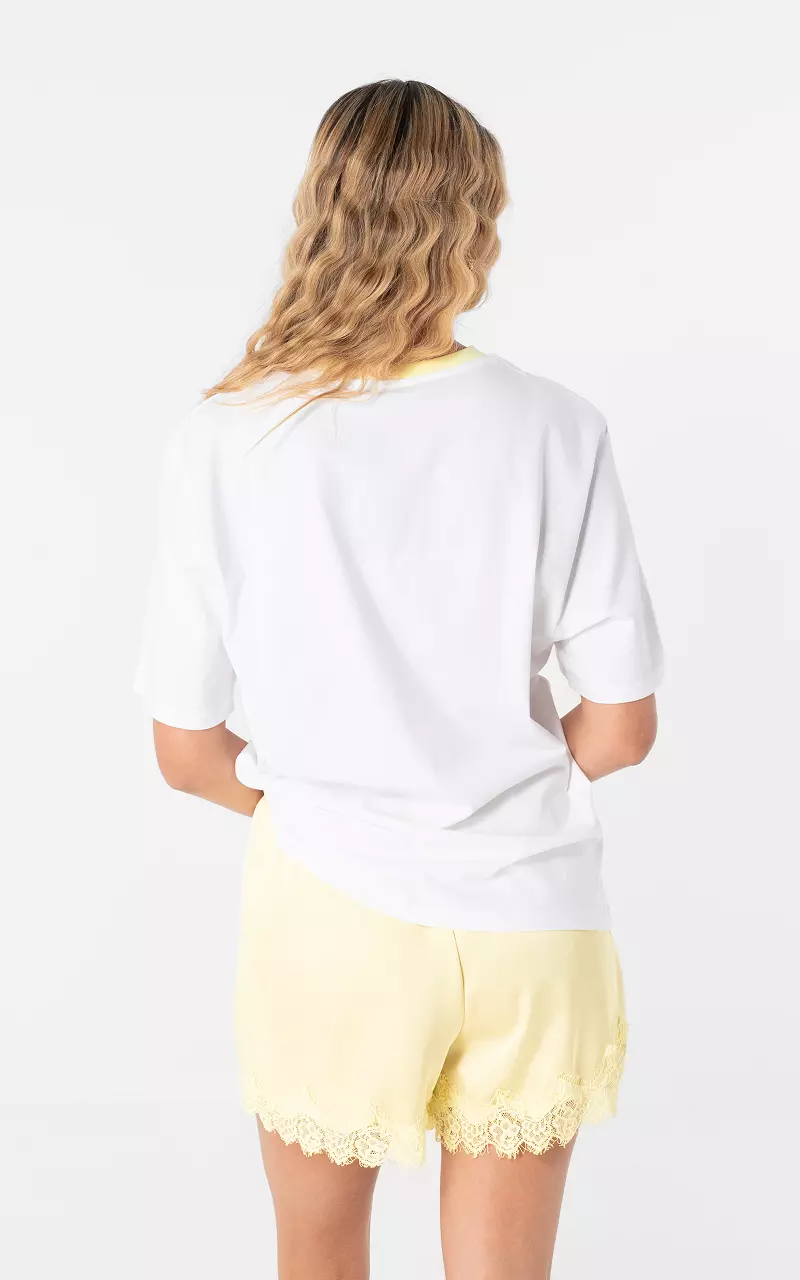 Tulum t-shirt Wit Lichtgeel