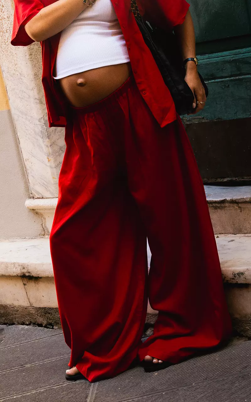 Weite Leinenhose Rot