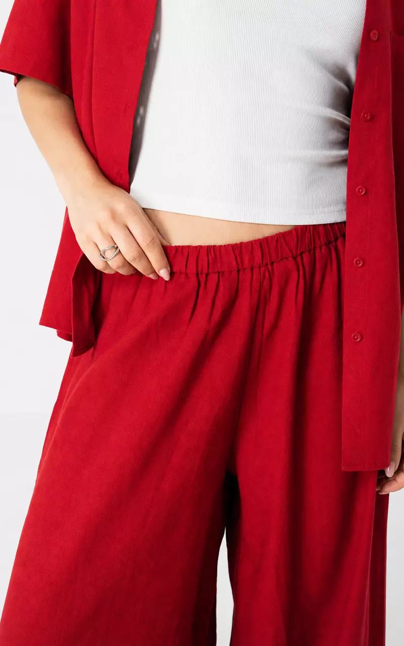 Wijde linnen broek Rood