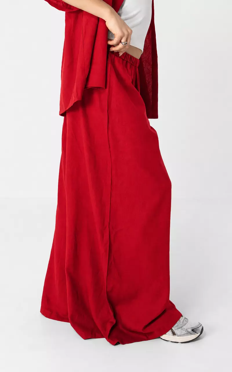Wijde linnen broek Rood