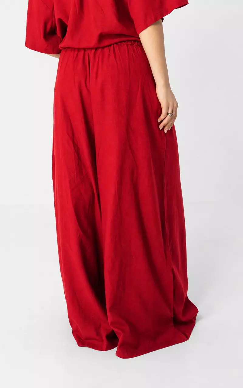 Wijde linnen broek Rood