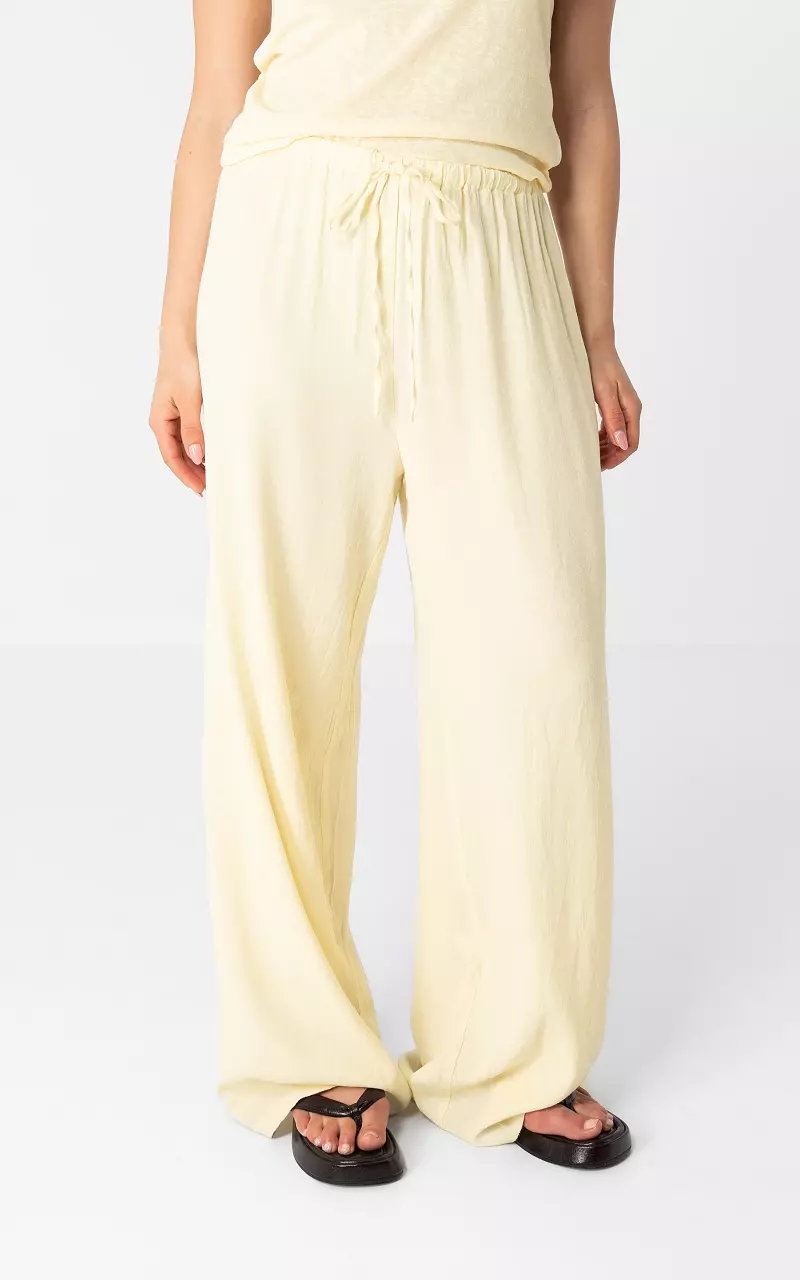 Wide-leg linen trousers Light Yellow