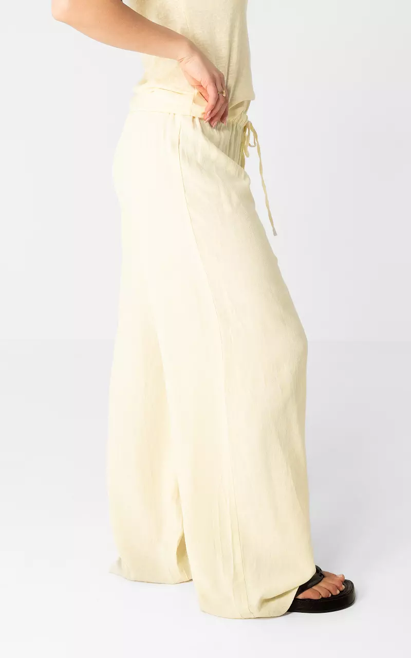 Wide-leg linen trousers Light Yellow