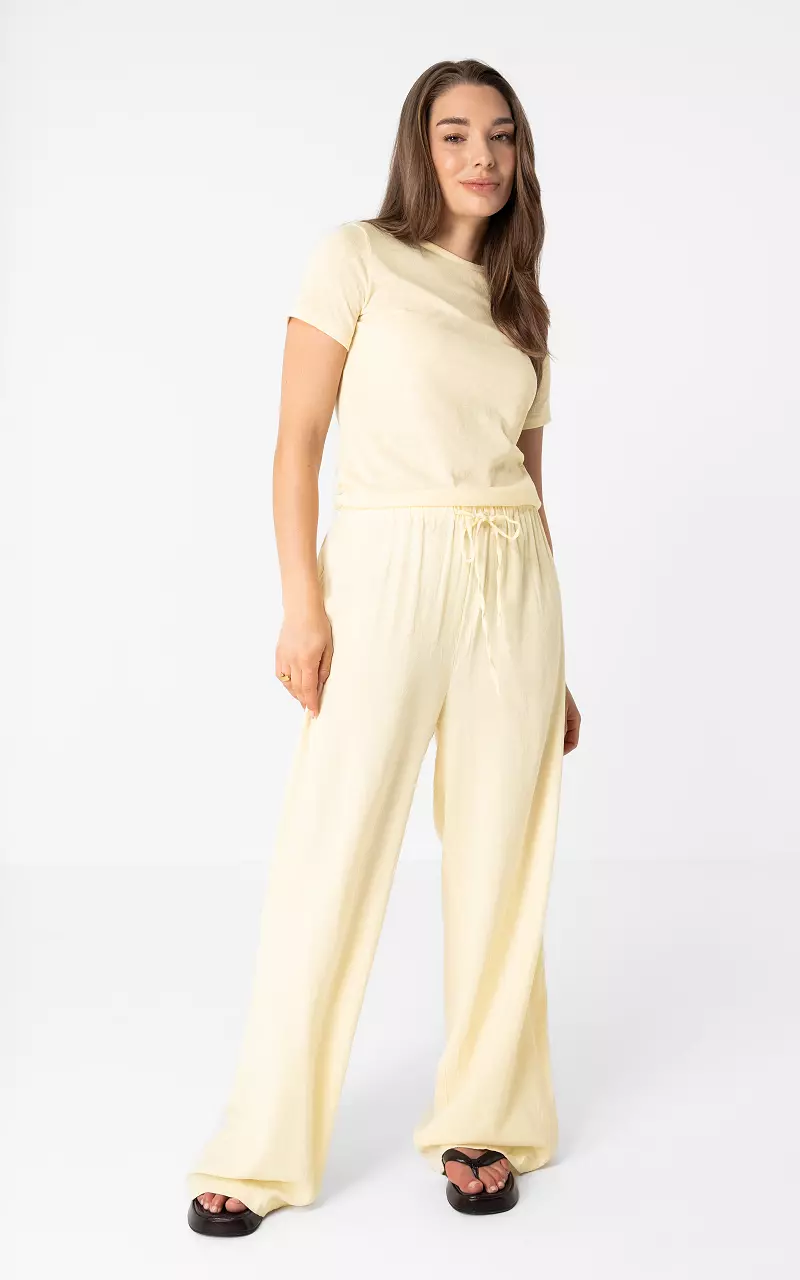 Wide-leg linen trousers Light Yellow