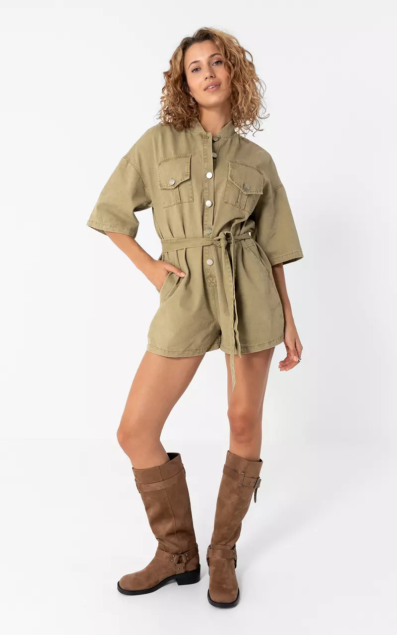 Washed jumpsuit Kaki