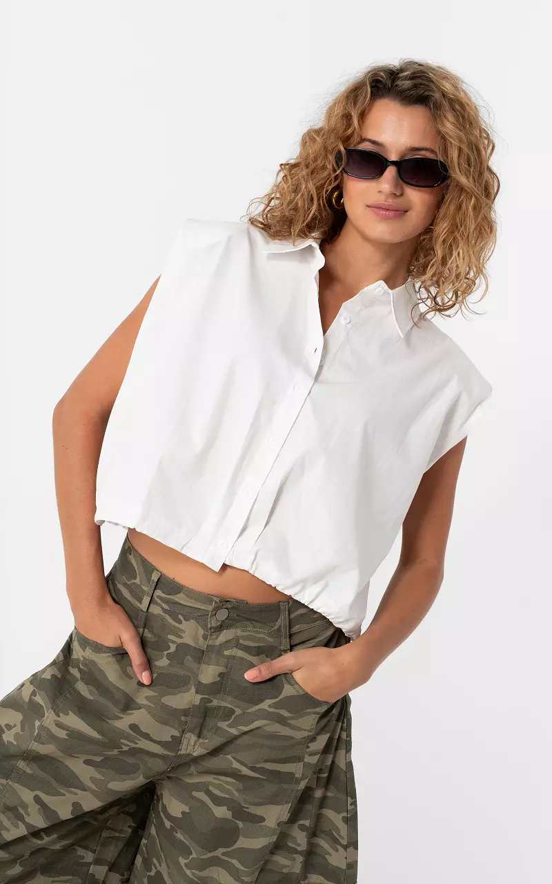 Bluse mit Kordelzug Weiß