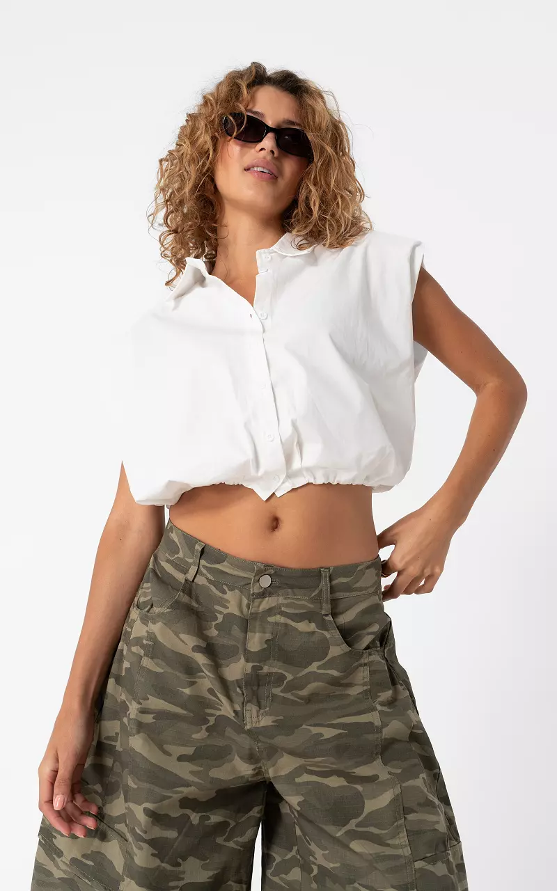 Bluse mit Kordelzug Weiß