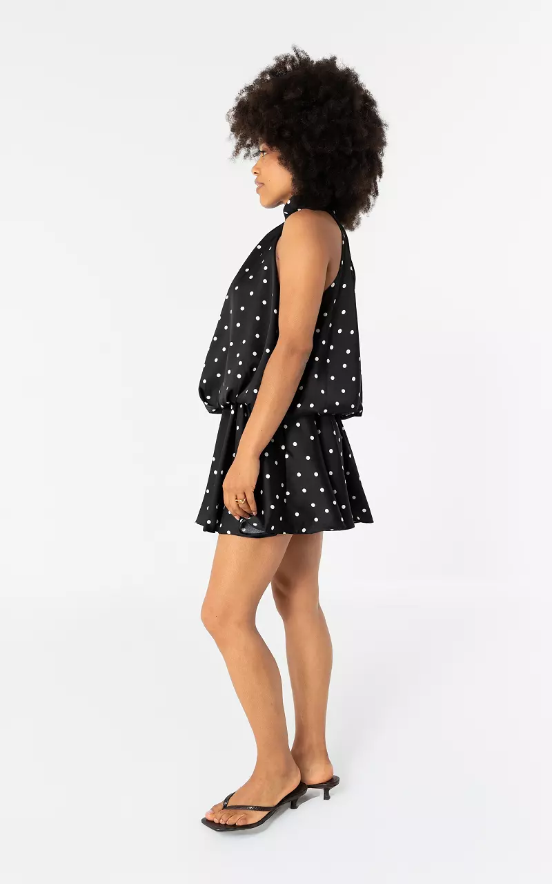Stippen halter jurk Zwart Wit