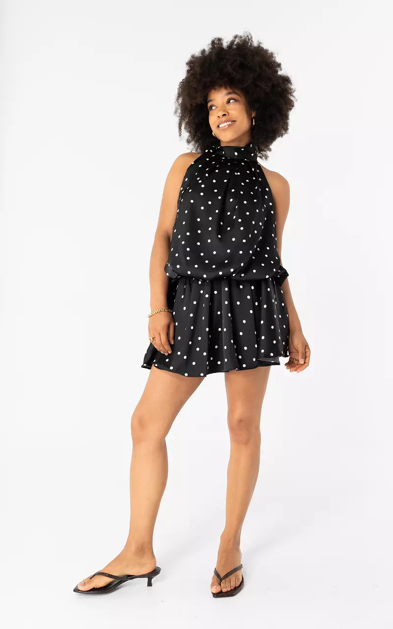 Stippen halter jurk Zwart Wit