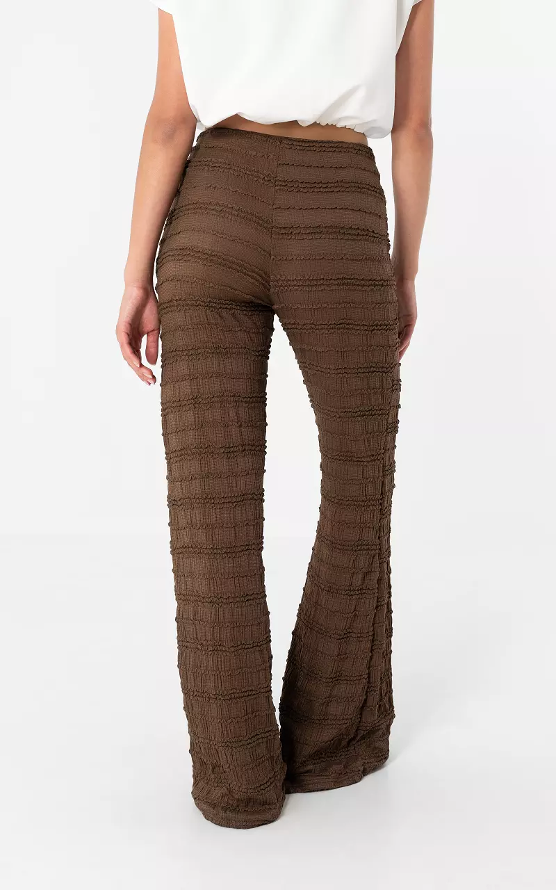 Stretch ruffle trousers Dark Brown