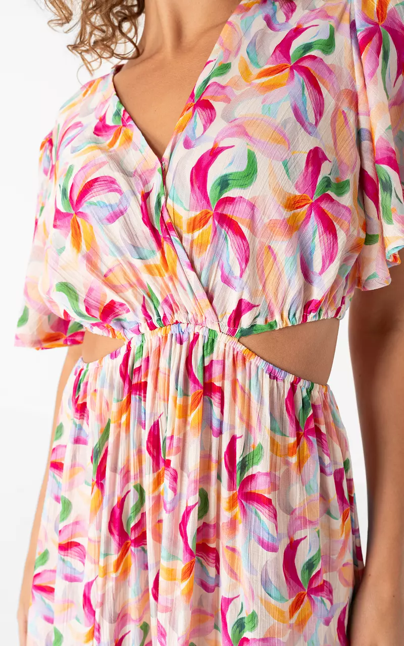 Langes Cut-out-Kleid Bunt
