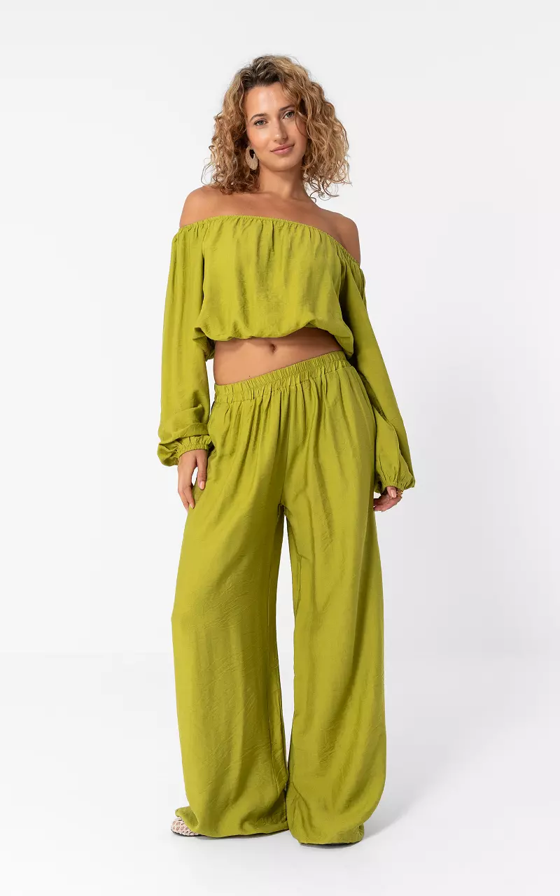 Wide leg broek Groen
