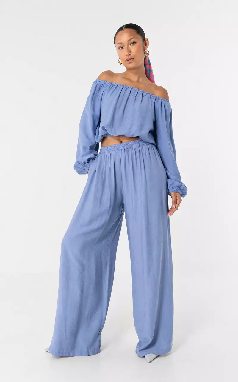Wide Leg Hose Blau
