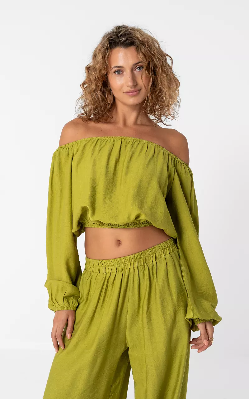 Off shoulder top Groen
