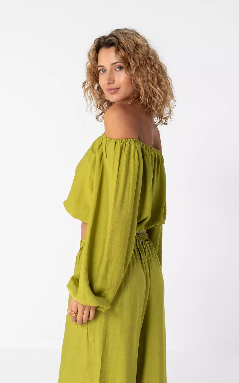 Off shoulder top Groen