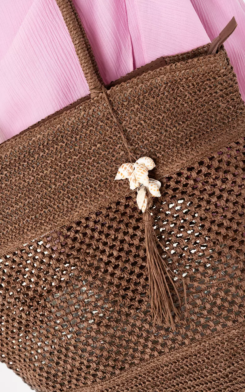 Raffia shopper Donkerbruin