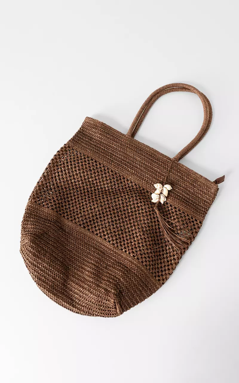 Raffia shopper Donkerbruin