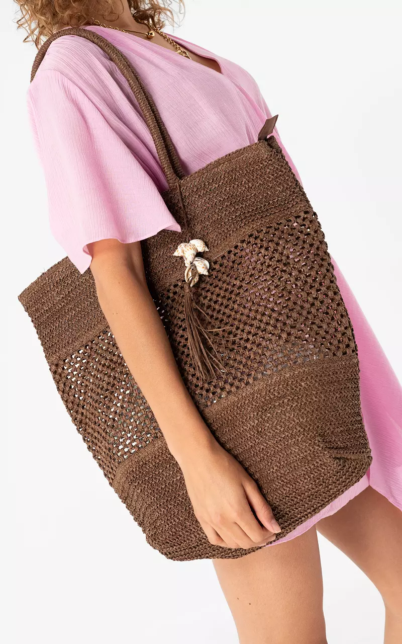 Raffia shopper Donkerbruin