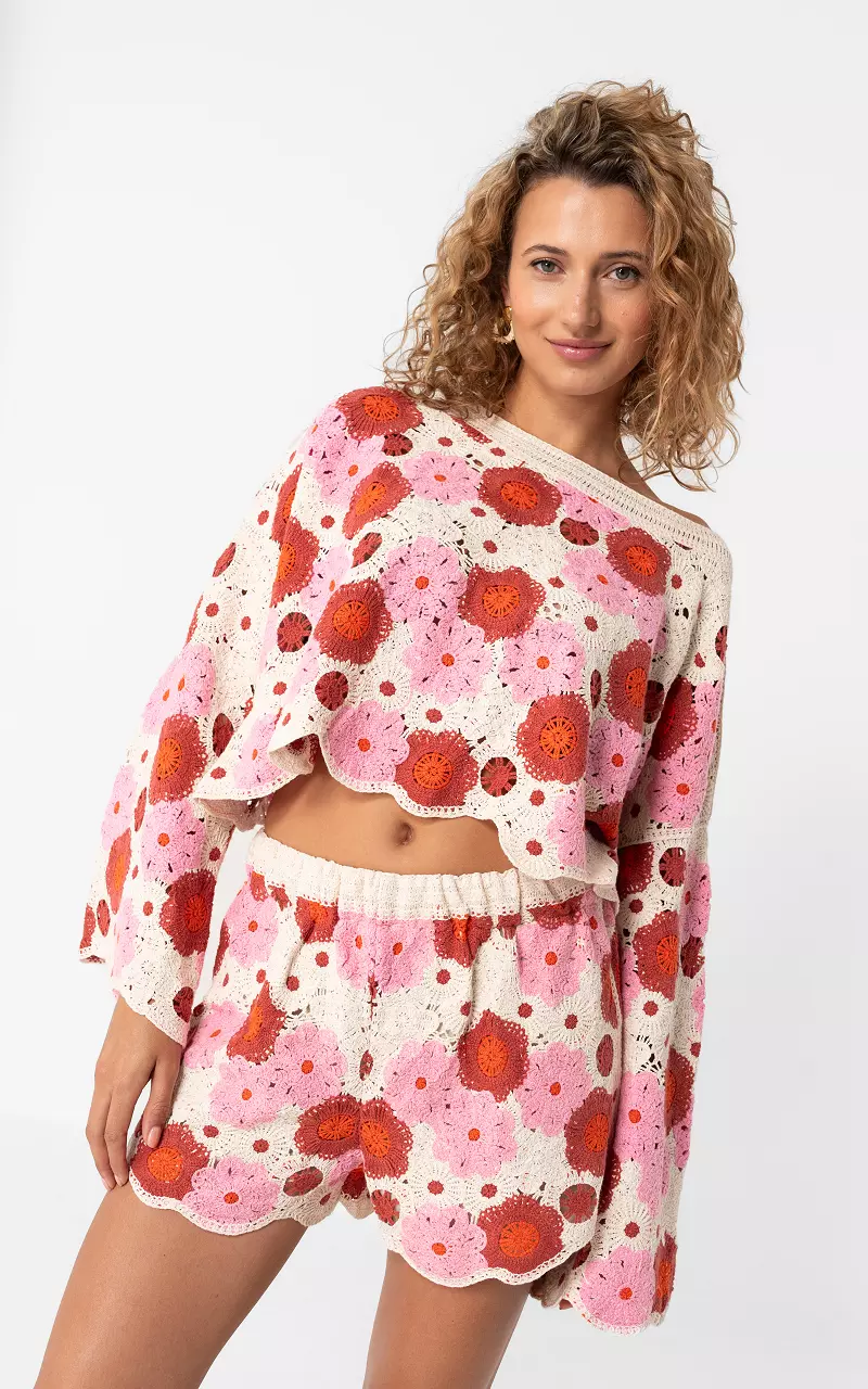 Gehaakte top Roze Beige