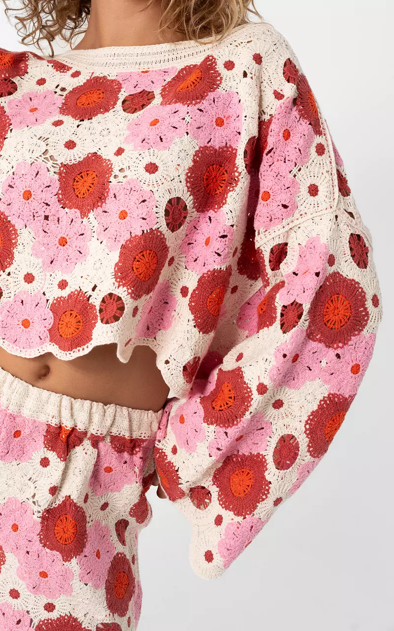 Gehaakte top Roze Beige