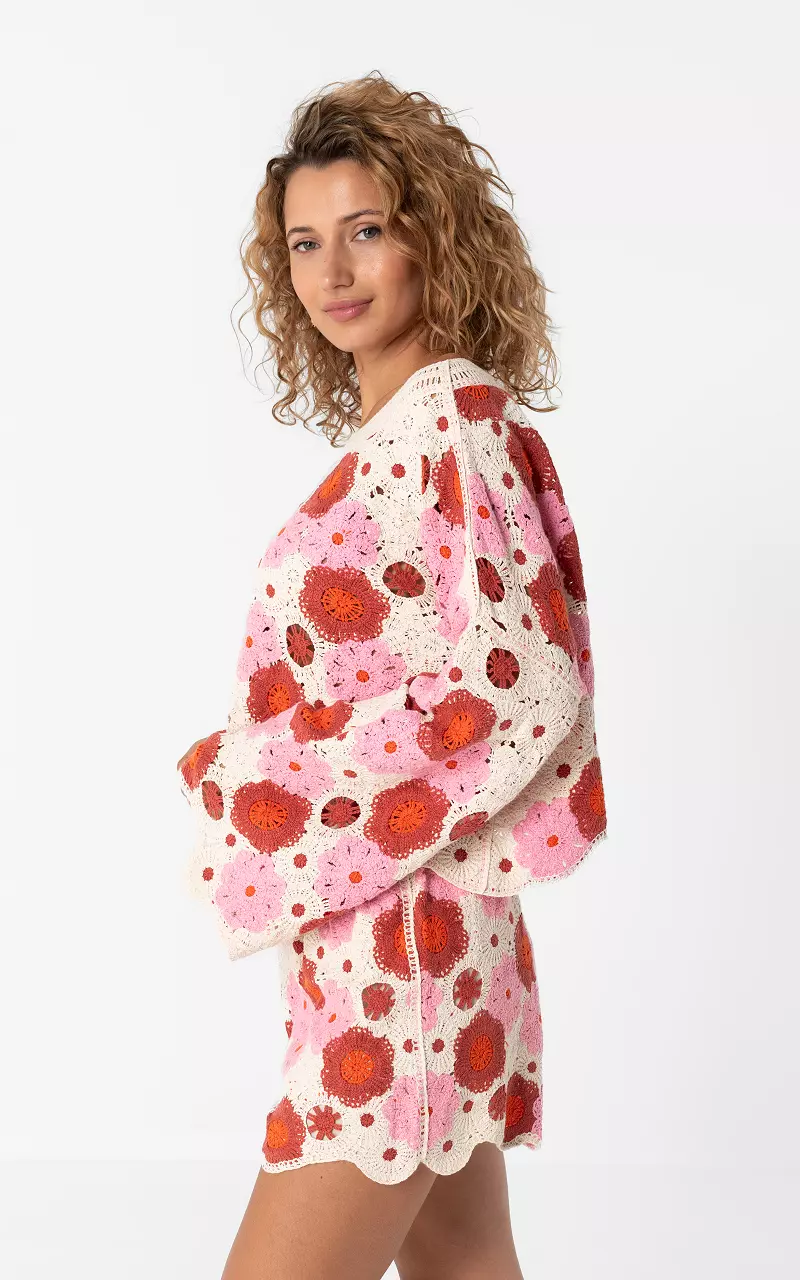 Gehaakte top Roze Beige