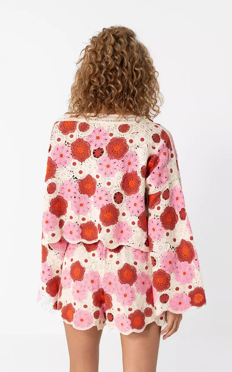 Gehaakte top Roze Beige