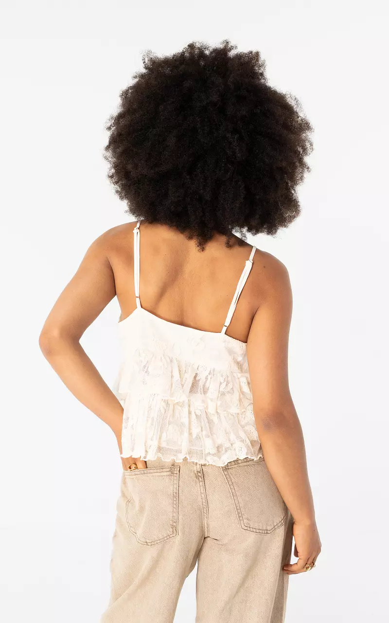 Mehrlagiges Spitzentop Creme