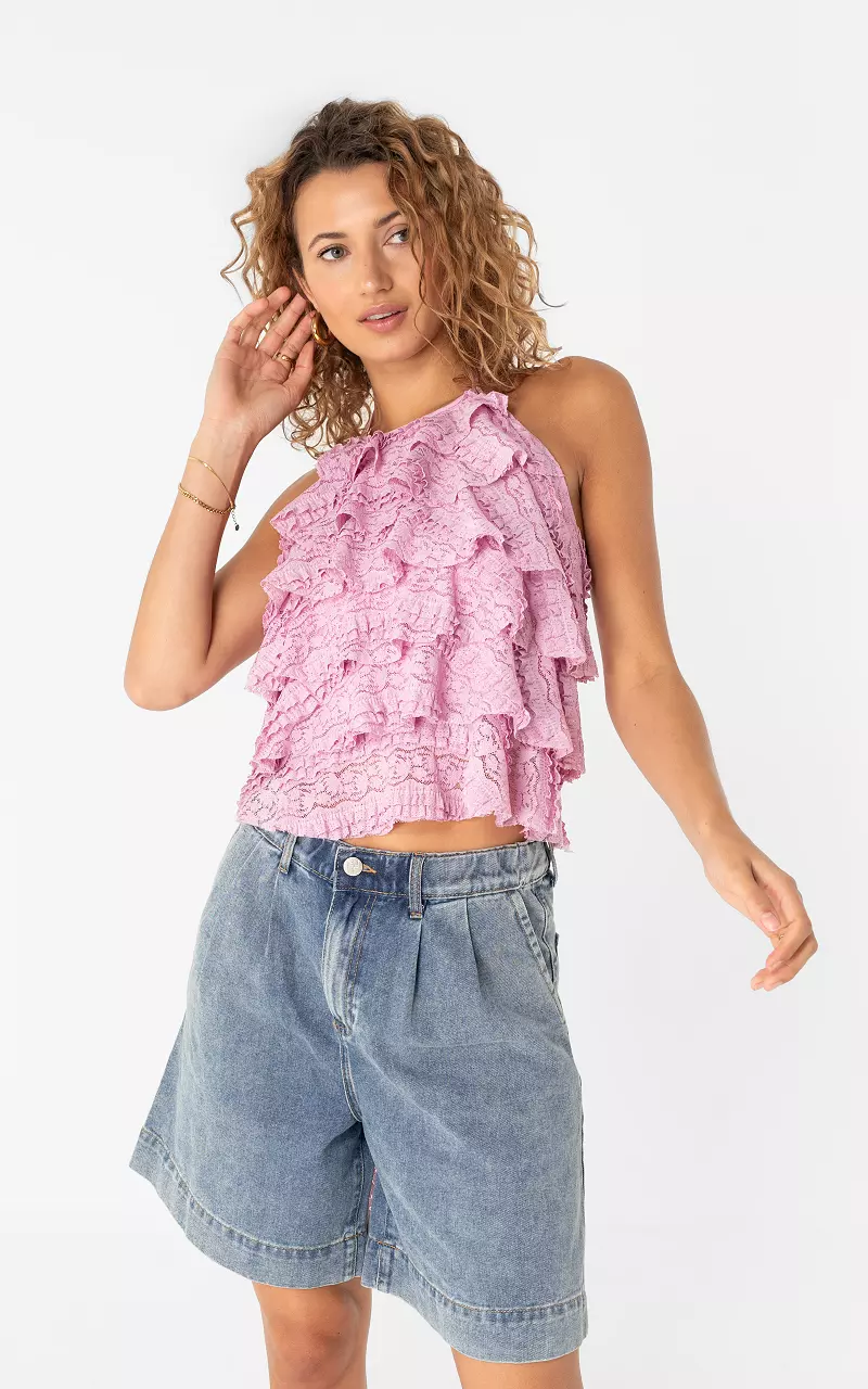 Halter-Spitzentop Pink Lila