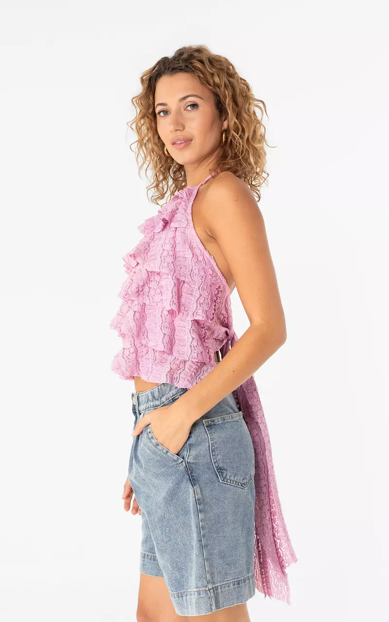 Halter-Spitzentop Pink Lila