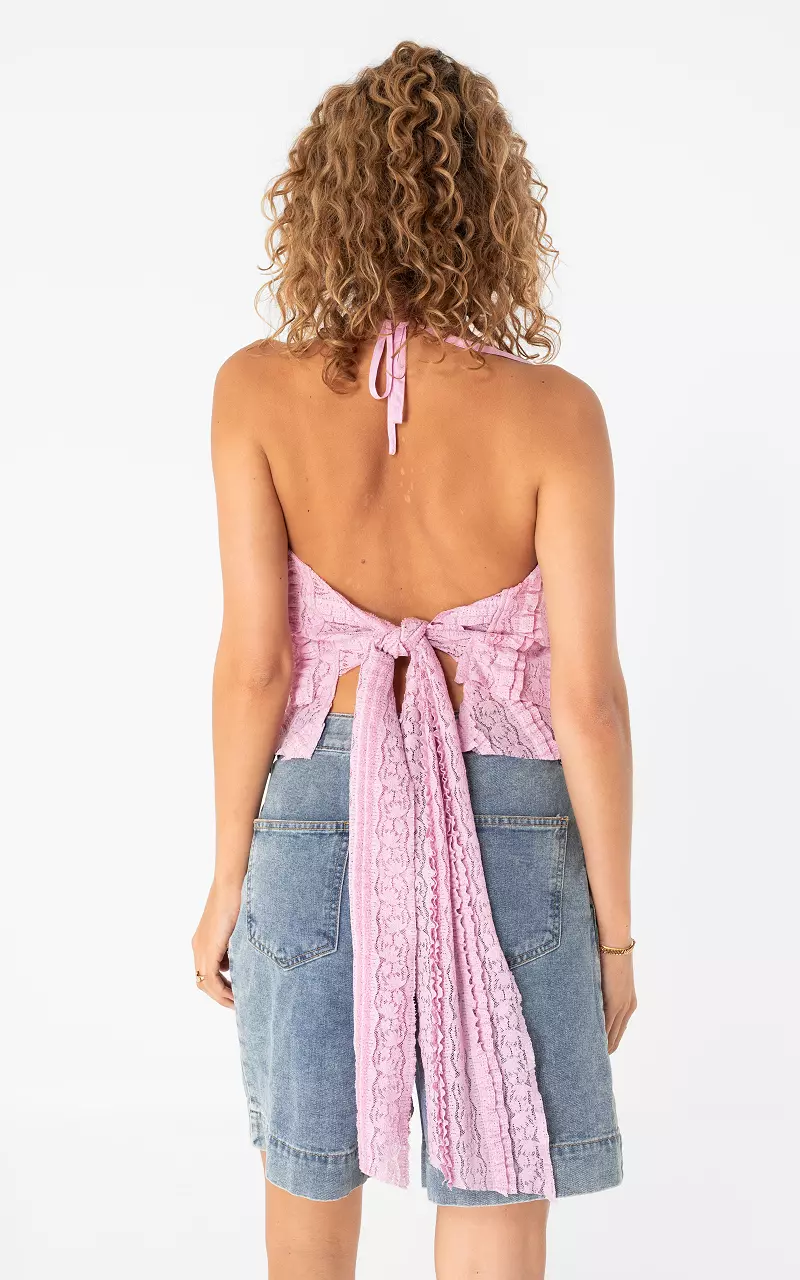 Halter-Spitzentop Pink Lila