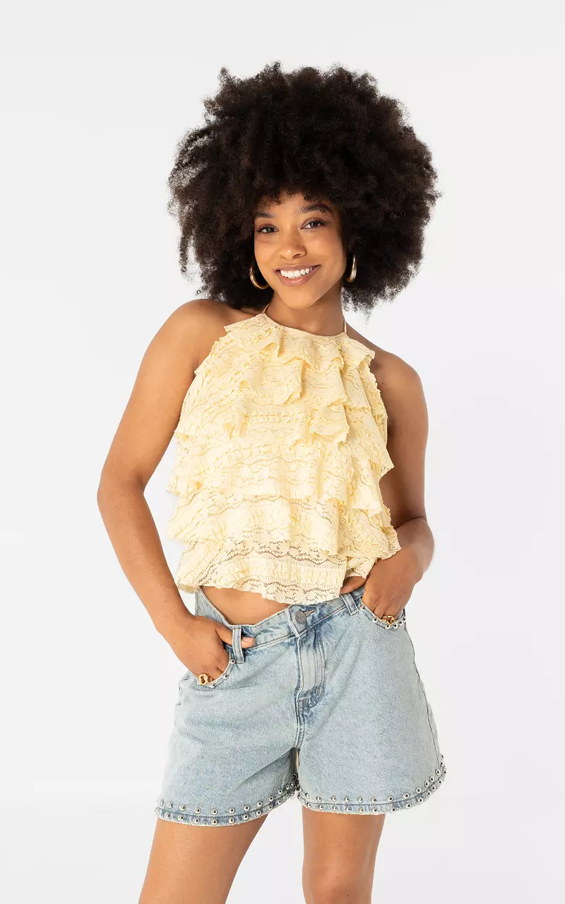 Halter-Spitzentop Hellgelb