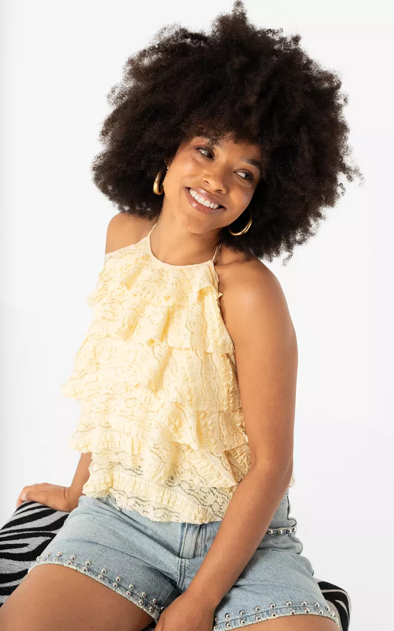 Halter lace top Light Yellow