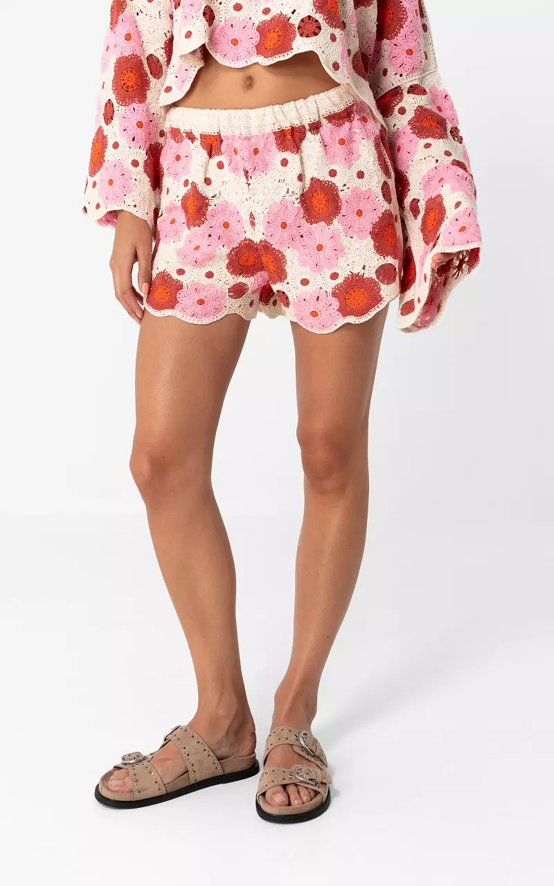 Gehaakte short Roze Beige